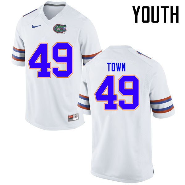 Florida Gators Youth #49 Cameron Town College Football Jerseys White